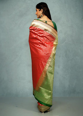 Red Uppada Silk Saree With Blouse Piece - Indian Silk House Agencies