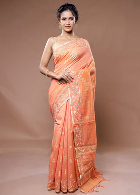 Pink Cotton Saree With Blouse Piece - Indian Silk House Agencies