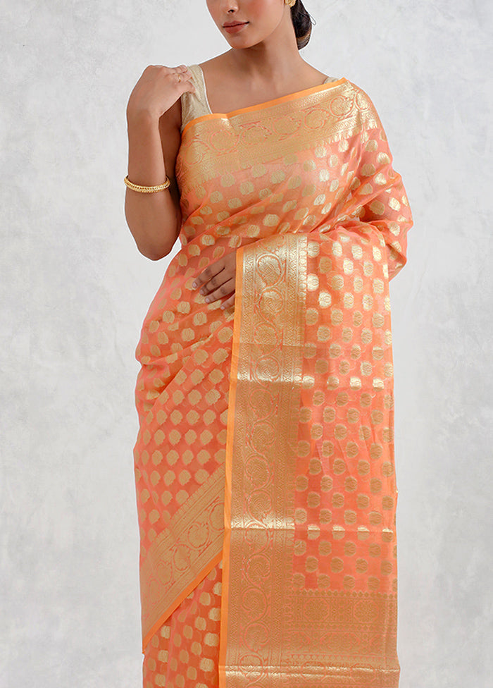 Orange Kora Silk Saree With Blouse Piece - Indian Silk House Agencies