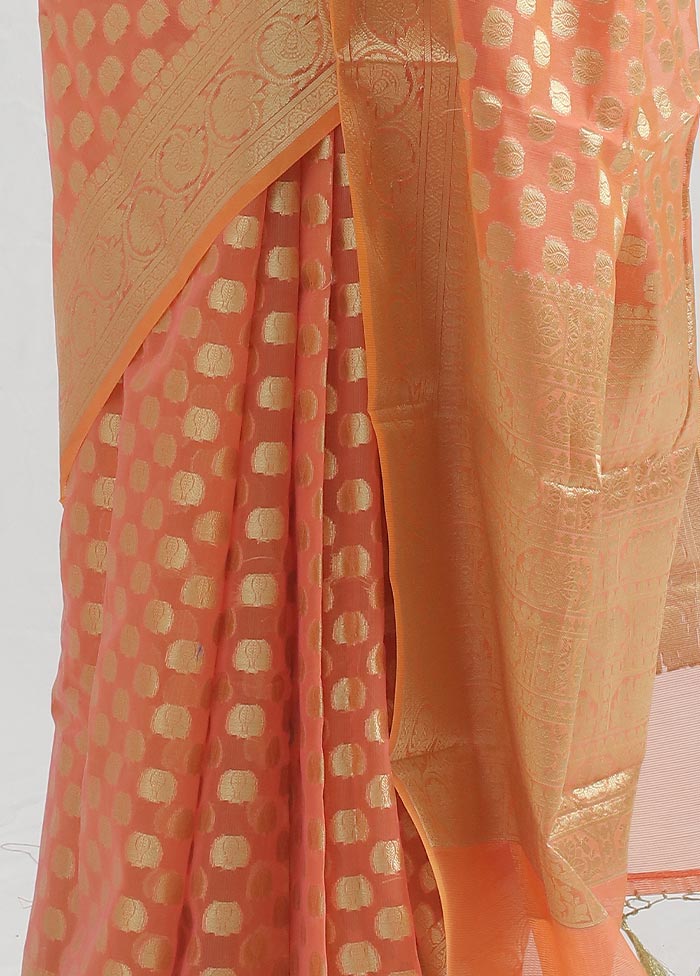 Orange Kora Silk Saree With Blouse Piece - Indian Silk House Agencies