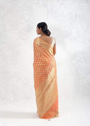 Orange Kora Silk Saree With Blouse Piece - Indian Silk House Agencies