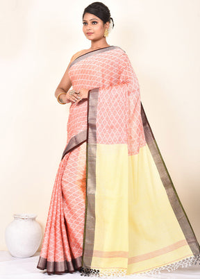 Pink Cotton Woven Saree With Blouse Piece - Indian Silk House Agencies