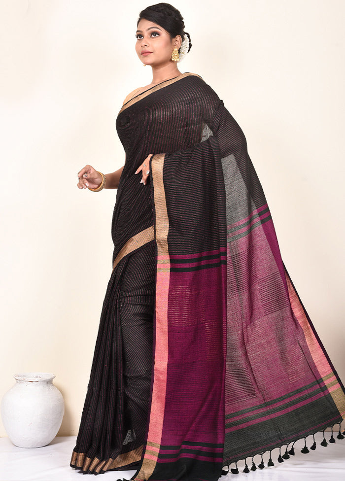 Black Matka Silk Saree With Blouse Piece - Indian Silk House Agencies