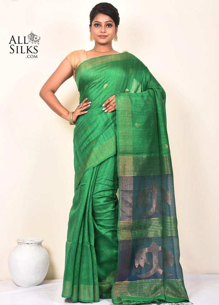 Green Matka Silk Saree With Blouse Piece - Indian Silk House Agencies