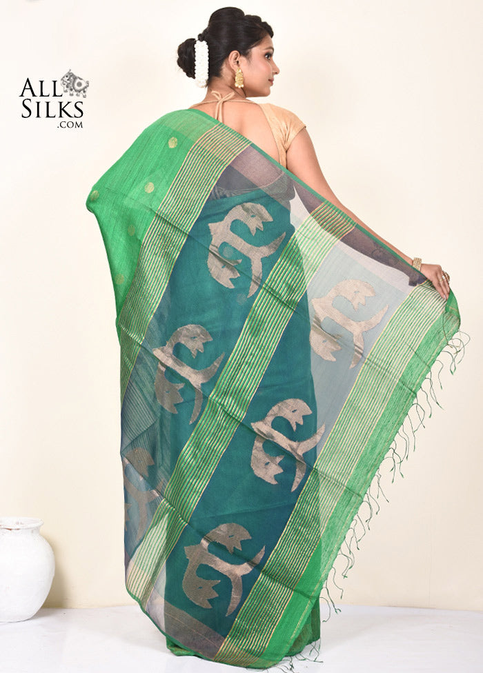 Green Matka Silk Saree With Blouse Piece - Indian Silk House Agencies