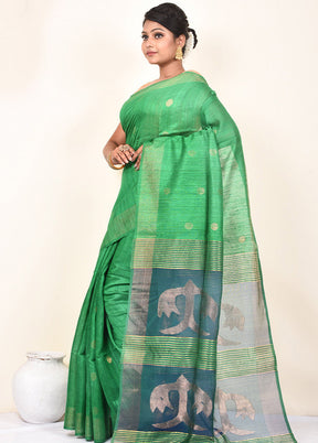 Green Matka Silk Saree With Blouse Piece - Indian Silk House Agencies