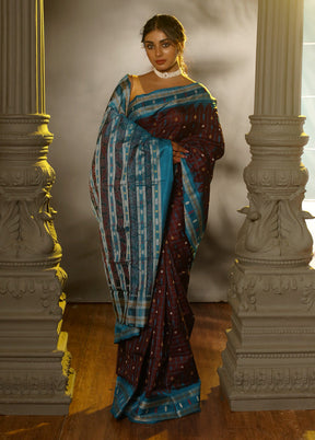 Maroon Bomkai Pure Silk Saree With Blouse Piece - Indian Silk House Agencies