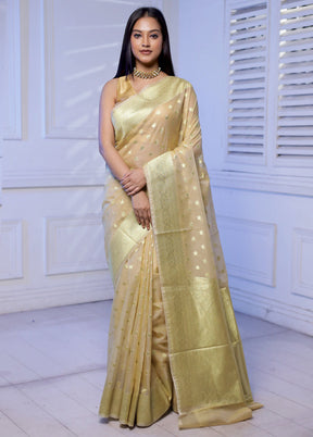 Cream Kora Silk Saree With Blouse Piece