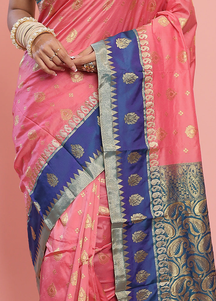 Pink Kanjivaram Silk Saree With Blouse Piece - Indian Silk House Agencies