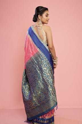 Pink Kanjivaram Silk Saree With Blouse Piece - Indian Silk House Agencies