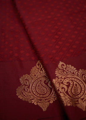 Maroon Kanjivaram Silk Saree With Blouse Piece - Indian Silk House Agencies