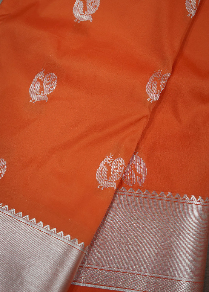 Orange Kanjivaram Silk Saree With Blouse Piece - Indian Silk House Agencies