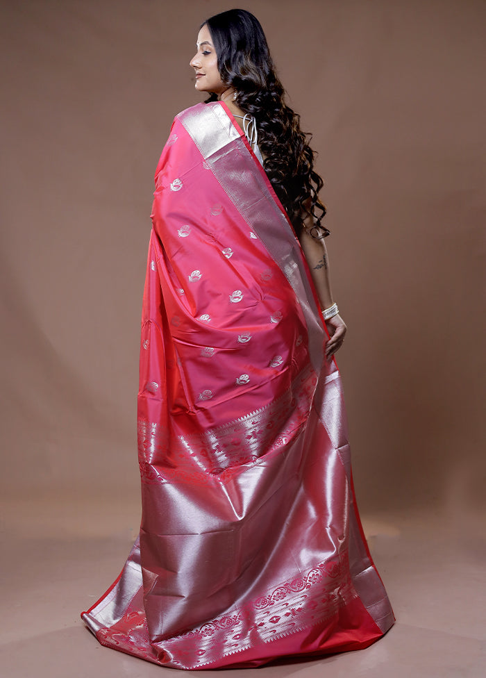 Pink Kanjivaram Silk Saree With Blouse Piece - Indian Silk House Agencies