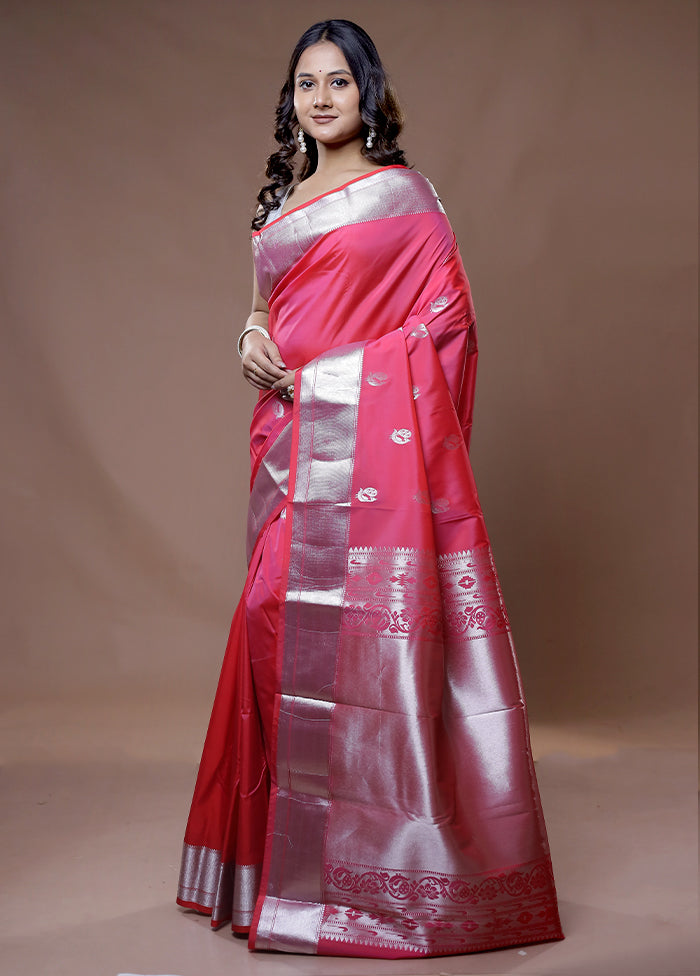 Pink Kanjivaram Silk Saree With Blouse Piece - Indian Silk House Agencies