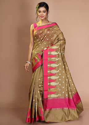 Brown Cotton Saree With Blouse Piece - Indian Silk House Agencies