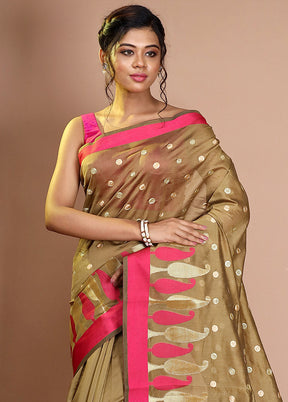 Brown Cotton Saree With Blouse Piece - Indian Silk House Agencies