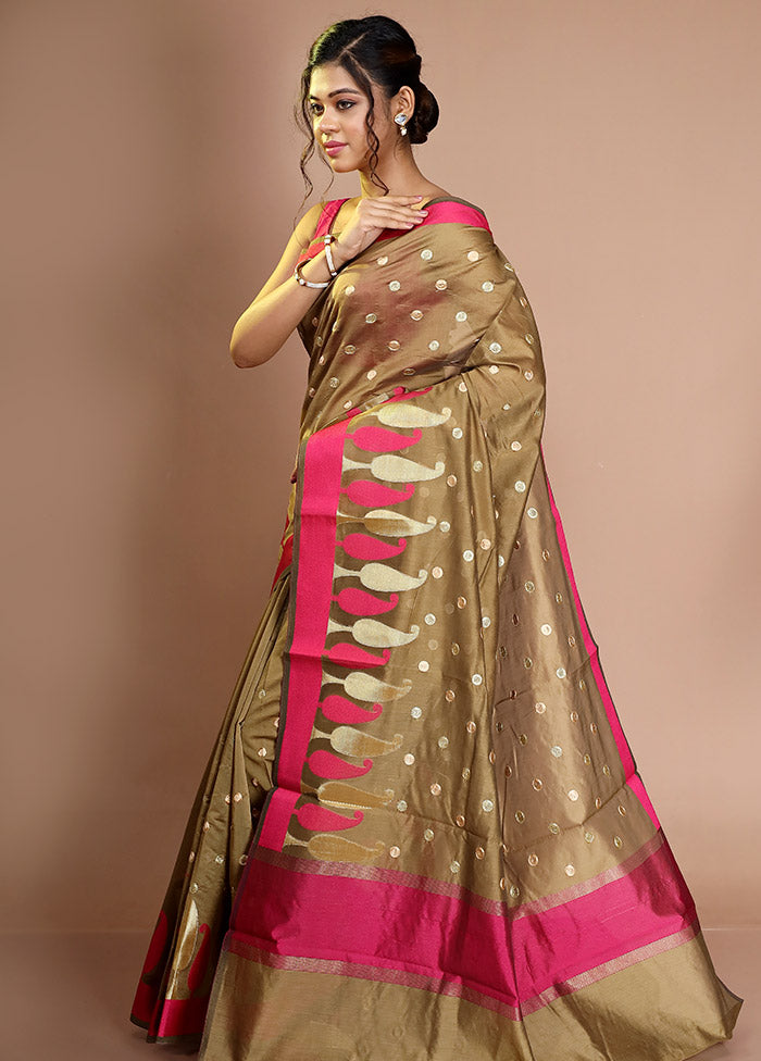 Brown Cotton Saree With Blouse Piece - Indian Silk House Agencies