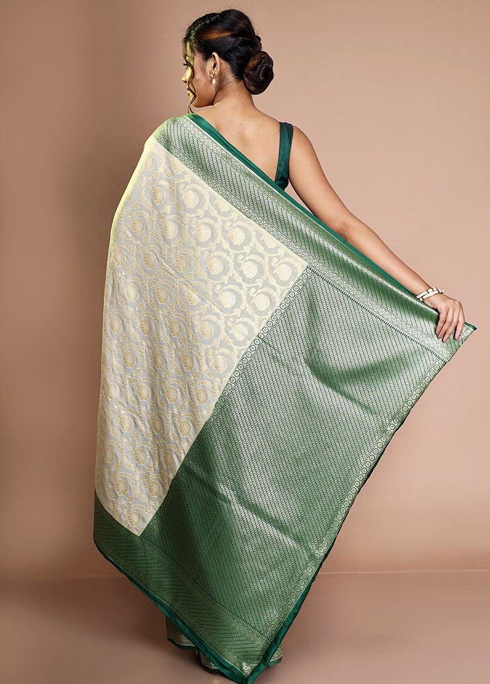 Cream Dupion Silk Saree With Blouse Piece - Indian Silk House Agencies