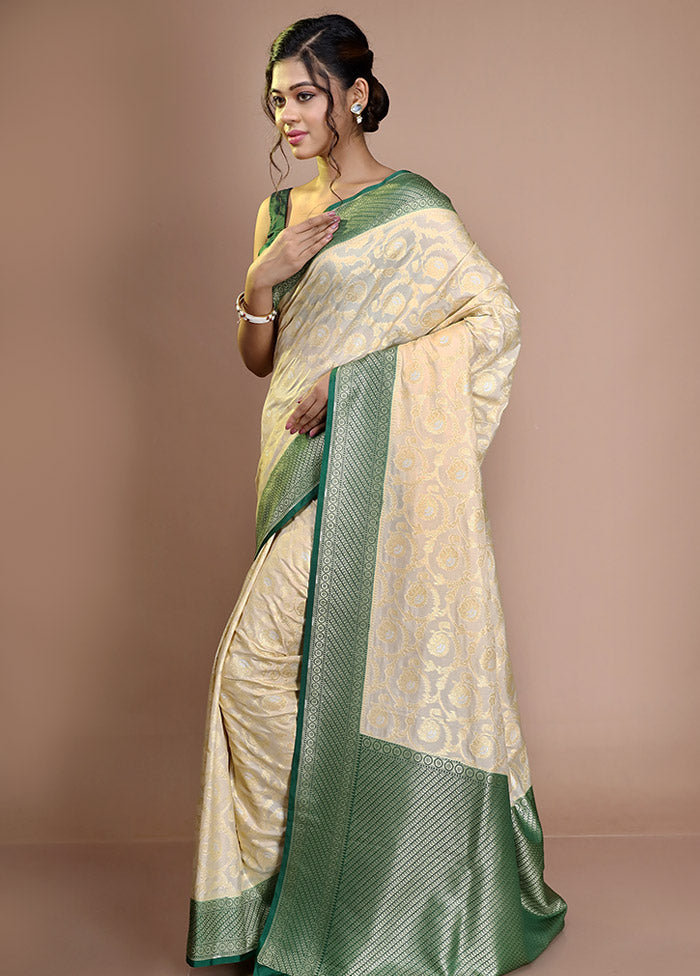 Cream Dupion Silk Saree With Blouse Piece - Indian Silk House Agencies