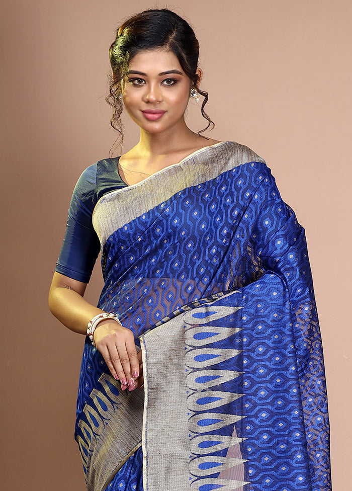 Blue Net Saree With Blouse Piece - Indian Silk House Agencies