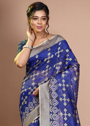 Blue Net Saree With Blouse Piece - Indian Silk House Agencies