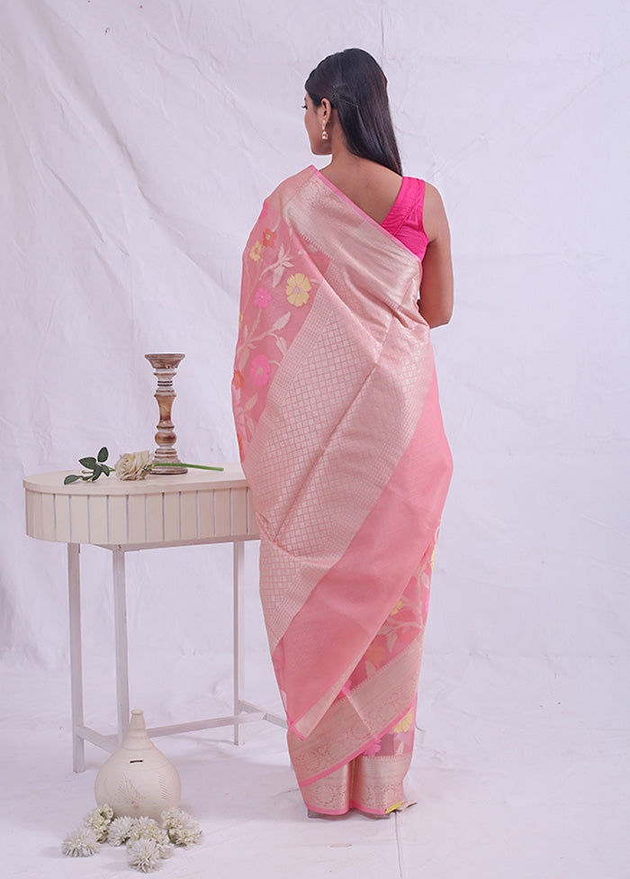 Pink Kora Silk Saree With Blouse Piece - Indian Silk House Agencies