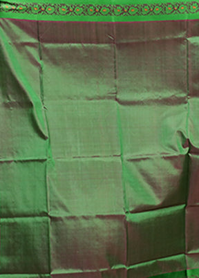Green Garad Pure Silk Saree Without Blouse Piece