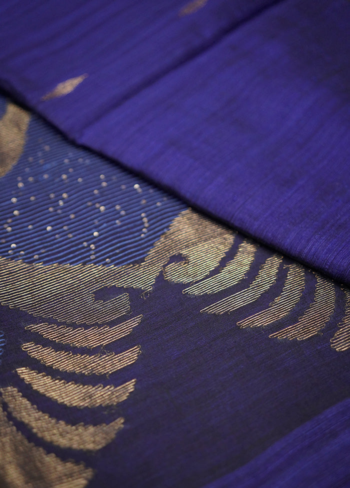 Blue Matka Pure Silk Saree Without Blouse Piece - Indian Silk House Agencies