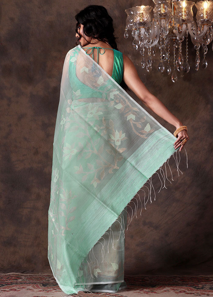 Sea Green Pure Resham Matka Silk Saree With Blouse Piece - Indian Silk House Agencies