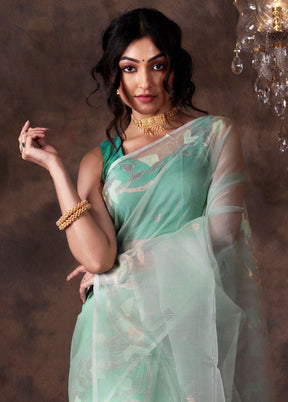 Sea Green Pure Resham Matka Silk Saree With Blouse Piece - Indian Silk House Agencies