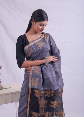 Grey Matka Pure Silk Saree With Blouse Piece - Indian Silk House Agencies