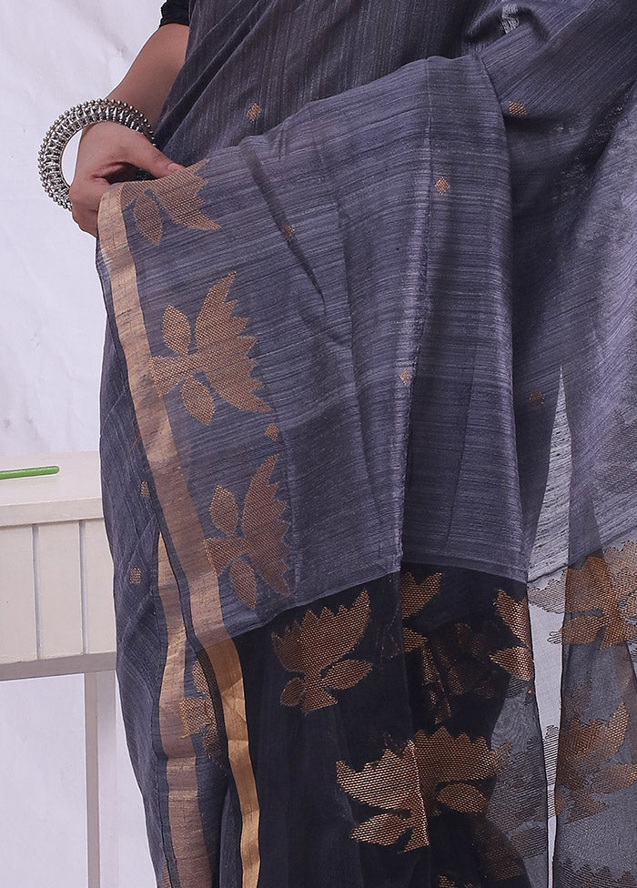 Grey Matka Pure Silk Saree With Blouse Piece - Indian Silk House Agencies