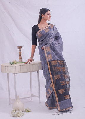 Grey Matka Pure Silk Saree With Blouse Piece - Indian Silk House Agencies