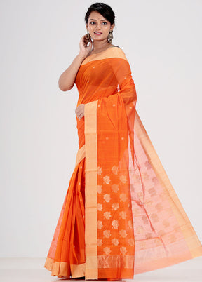 Rust Chanderi Cotton Saree With Blouse Piece - Indian Silk House Agencies