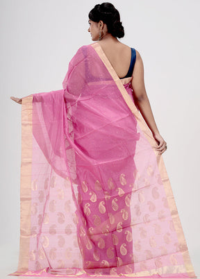 Pink Chanderi Silk Saree With Blouse Piece - Indian Silk House Agencies