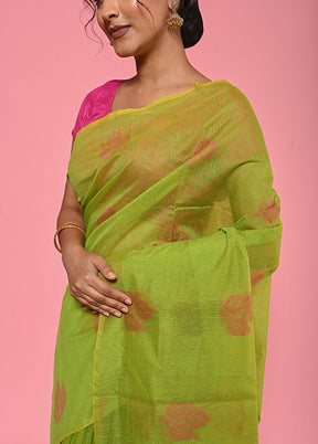 Green Dupion Silk Saree With Blouse Piece - Indian Silk House Agencies