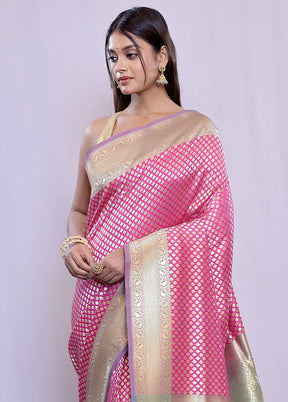 Pink Uppada Silk Saree With Blouse Piece - Indian Silk House Agencies