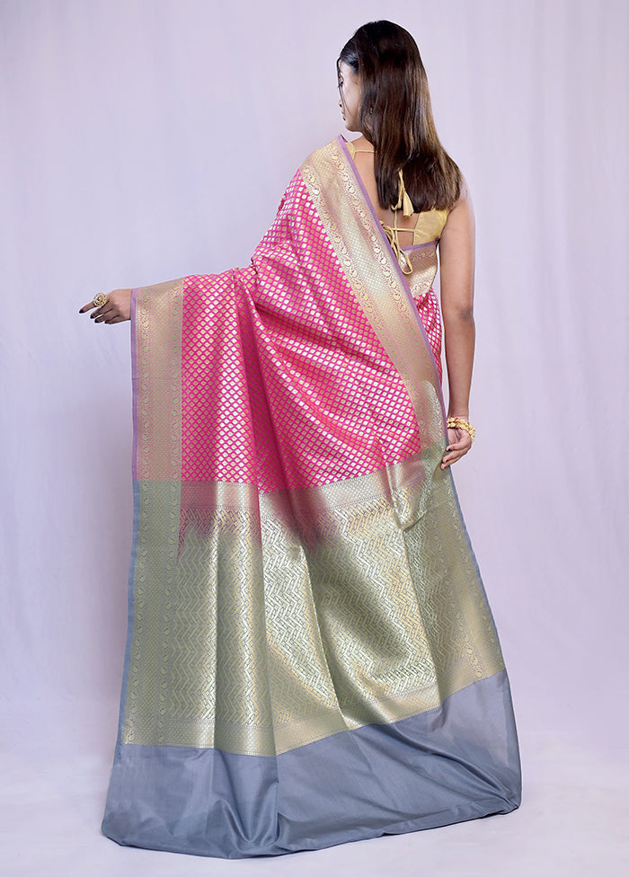 Pink Uppada Silk Saree With Blouse Piece - Indian Silk House Agencies