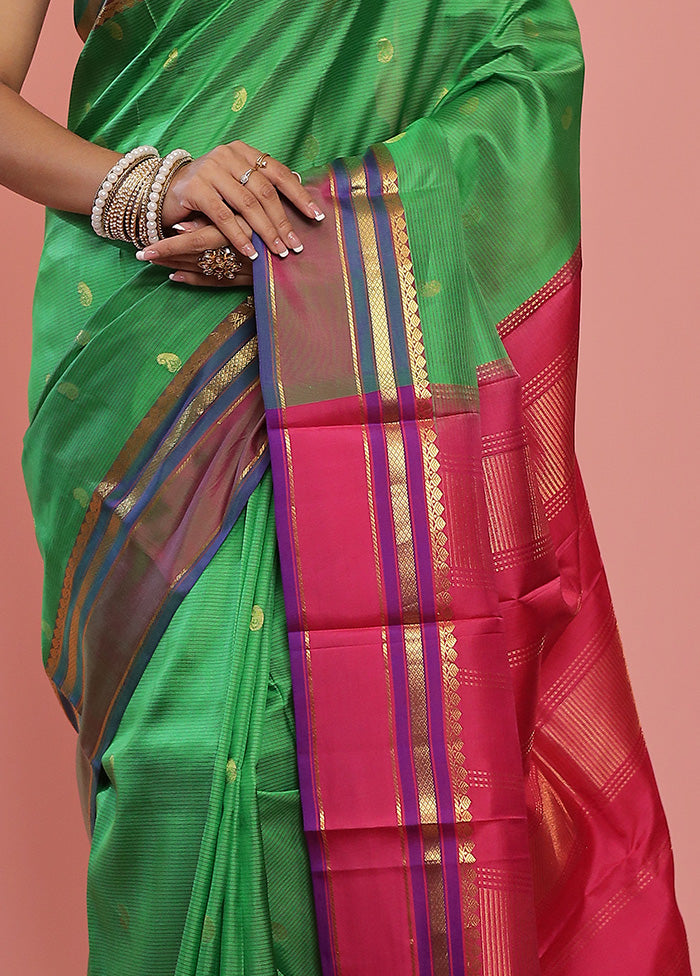 Green Kanjivaram Pure Silk Saree With Blouse Piece - Indian Silk House Agencies