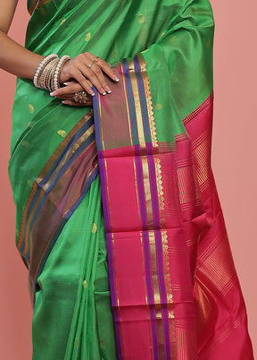 Green Kanjivaram Pure Silk Saree With Blouse Piece - Indian Silk House Agencies