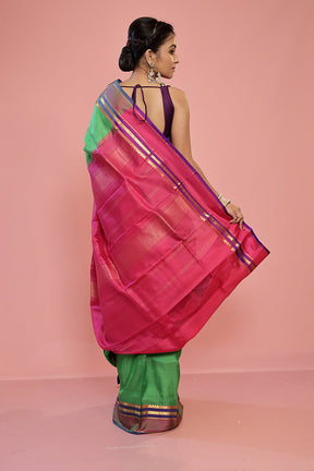 Green Kanjivaram Pure Silk Saree With Blouse Piece - Indian Silk House Agencies