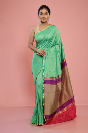 Green Kanjivaram Silk Saree With Blouse Piece - Indian Silk House Agencies