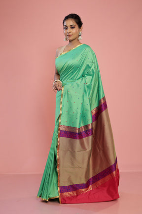 Green Kanjivaram Silk Saree With Blouse Piece - Indian Silk House Agencies