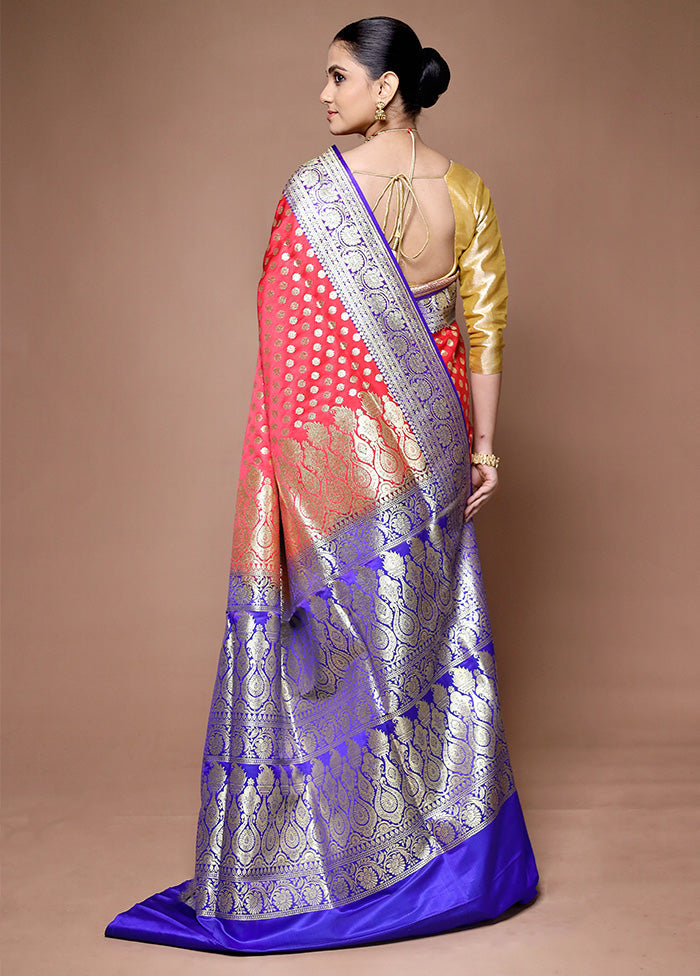 Red Banarasi Silk Saree With Blouse Piece