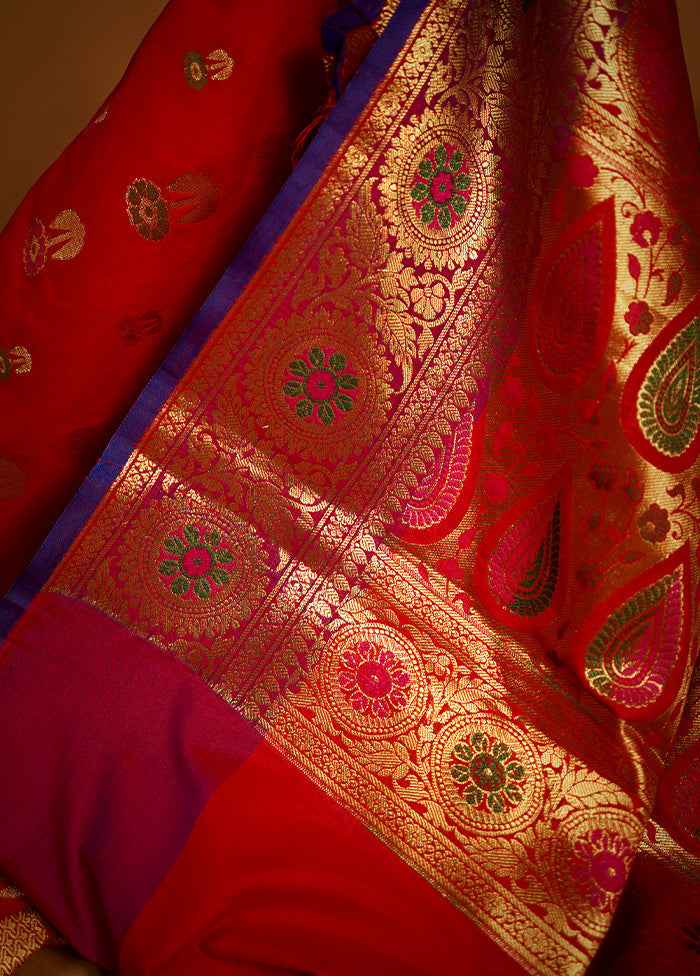 Red Kora Silk Saree With Blouse Piece - Indian Silk House Agencies