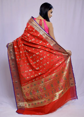 Red Kora Silk Saree With Blouse Piece - Indian Silk House Agencies