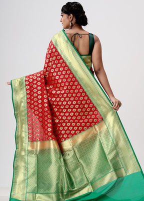 Red Uppada Silk Saree With Blouse Piece - Indian Silk House Agencies