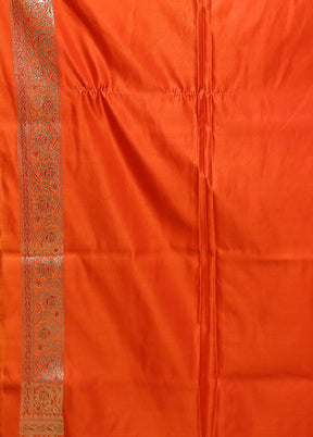 Orange Banarasi Silk Saree With Blouse Piece