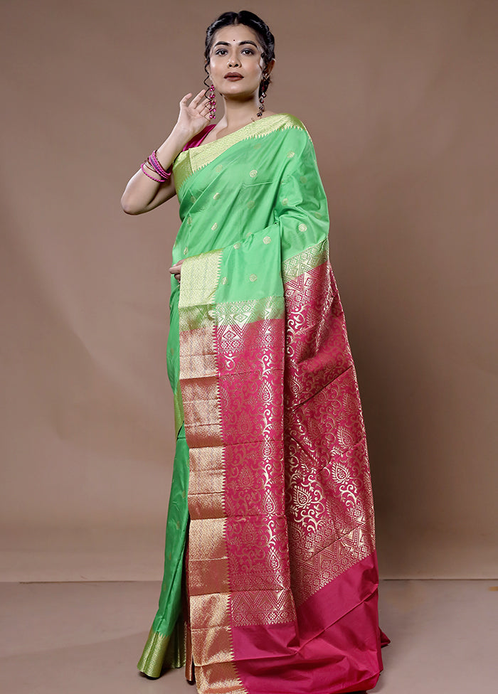 Green Kanjivaram Silk Saree With Blouse Piece - Indian Silk House Agencies