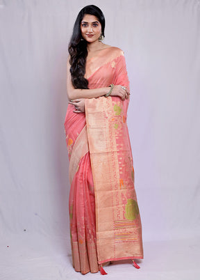 Pink Organza Saree With Blouse Piece - Indian Silk House Agencies